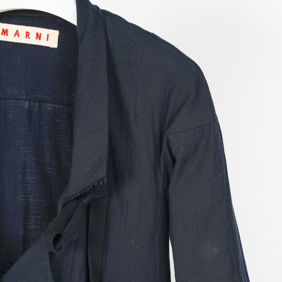 Marni R/10 Navy Cotton-Blend Gauze Tie Duster Coat - Picture 4 of 10